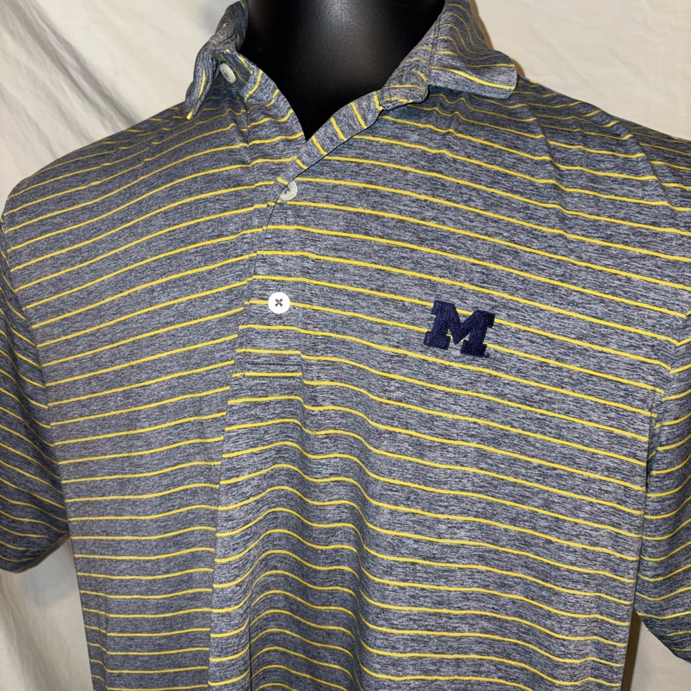 Johnnie - O University of Michigan Striped Polo Shirt Men's Large